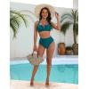 imageBlooming Jelly Womens High Waisted Bikini Sets Tummy Control Bathing Suit Two Piece Retro Halter Swim Suits 2025Dark Cyan