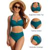 imageBlooming Jelly Womens High Waisted Bikini Sets Tummy Control Bathing Suit Two Piece Retro Halter Swim Suits 2025Dark Cyan