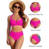 imageBlooming Jelly Womens High Waisted Bikini Sets Tummy Control Bathing Suit Two Piece Retro Halter Swim Suits 2025Hot Pink