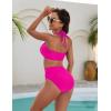 imageBlooming Jelly Womens High Waisted Bikini Sets Tummy Control Bathing Suit Two Piece Retro Halter Swim Suits 2025Hot Pink
