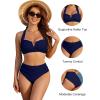 imageBlooming Jelly Womens High Waisted Bikini Sets Tummy Control Bathing Suit Two Piece Retro Halter Swim Suits 2025Navy Blue