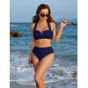 imageBlooming Jelly Womens High Waisted Bikini Sets Tummy Control Bathing Suit Two Piece Retro Halter Swim Suits 2025Navy Blue