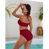 imageBlooming Jelly Womens High Waisted Bikini Sets Tummy Control Bathing Suit Two Piece Retro Halter Swim Suits 2025Wine Red