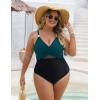 imageBlooming Jelly Womens One Piece Swimsuit Metal Modest Tummy Control Bathing Suit Slimming Full Coverage Mesh Swim SuitsBlack Peacock Green