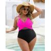 imageBlooming Jelly Womens One Piece Swimsuit Metal Modest Tummy Control Bathing Suit Slimming Full Coverage Mesh Swim SuitsBlack Pink