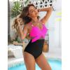 imageBlooming Jelly Womens One Piece Swimsuit Metal Modest Tummy Control Bathing Suit Slimming Full Coverage Mesh Swim SuitsBlack Pink