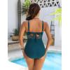imageBlooming Jelly Womens One Piece Swimsuit Metal Modest Tummy Control Bathing Suit Slimming Full Coverage Mesh Swim SuitsPeacock Green