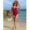 imageBlooming Jelly Womens One Piece Swimsuit Metal Modest Tummy Control Bathing Suit Slimming Full Coverage Mesh Swim SuitsRed