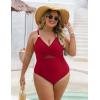 imageBlooming Jelly Womens One Piece Swimsuit Metal Modest Tummy Control Bathing Suit Slimming Full Coverage Mesh Swim SuitsRed