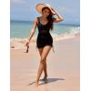 imageBlooming Jelly Womens One Piece Swimsuit Modest Tummy Control Bathing Suit Twist Front Swim Dress Swimwear 2025Black