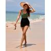imageBlooming Jelly Womens One Piece Swimsuit Modest Tummy Control Bathing Suit Twist Front Swim Dress Swimwear 2025Green and Black