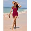 imageBlooming Jelly Womens One Piece Swimsuit Modest Tummy Control Bathing Suit Twist Front Swim Dress Swimwear 2025Red