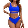 imageBlooming Jelly Womens Cheeky High Cut Bikini Set Cutout High Waisted Swimsuits Backless 2 Piece Bathing SuitsRoyal Blue