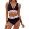 imageBlooming Jelly Womens High Waisted Bikini Sets Color Block Tummy Control Swimsuits Drawstring Two Piece Bathing SuitBlack 032
