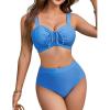 imageBlooming Jelly Womens High Waisted Bikini Sets Push Up Swimsuits Chest Drawstring Two Piece Bathing SuitsBlue