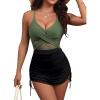 imageBlooming Jelly Womens One Piece Swimsuit Modest Tummy Control Bathing Suit Twist Front Swim Dress Swimwear 2025Green and Black