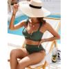 imageBlooming Jelly Women High Wasit Bikini Set Twist Two Piece Swimsuit Drawstring Tummy Control Bathing Suit SwimwearArmy Green