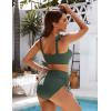 imageBlooming Jelly Women High Wasit Bikini Set Twist Two Piece Swimsuit Drawstring Tummy Control Bathing Suit SwimwearArmy Green
