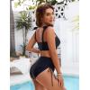 imageBlooming Jelly Women High Wasit Bikini Set Twist Two Piece Swimsuit Drawstring Tummy Control Bathing Suit SwimwearBlack