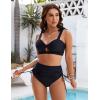 imageBlooming Jelly Women High Wasit Bikini Set Twist Two Piece Swimsuit Drawstring Tummy Control Bathing Suit SwimwearBlack
