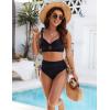 imageBlooming Jelly Women High Wasit Bikini Set Twist Two Piece Swimsuit Drawstring Tummy Control Bathing Suit SwimwearBlack