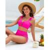 imageBlooming Jelly Women High Wasit Bikini Set Twist Two Piece Swimsuit Drawstring Tummy Control Bathing Suit SwimwearHot Pink