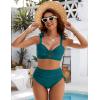 imageBlooming Jelly Women High Wasit Bikini Set Twist Two Piece Swimsuit Drawstring Tummy Control Bathing Suit SwimwearTurquoise