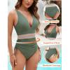 imageBlooming Jelly Women Tummy Control Swimsuits One Piece Slimming Modest Bathing Suit Color Block Drawstring Swim SuitsArmy Green