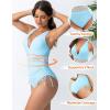 imageBlooming Jelly Women Tummy Control Swimsuits One Piece Slimming Modest Bathing Suit Color Block Drawstring Swim SuitsBlue