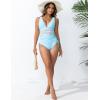 imageBlooming Jelly Women Tummy Control Swimsuits One Piece Slimming Modest Bathing Suit Color Block Drawstring Swim SuitsBlue