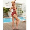 imageBlooming Jelly Women Tummy Control Swimsuits One Piece Slimming Modest Bathing Suit Color Block Drawstring Swim SuitsBrick Red