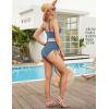 imageBlooming Jelly Women Tummy Control Swimsuits One Piece Slimming Modest Bathing Suit Color Block Drawstring Swim SuitsHaze Blue