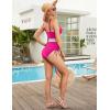 imageBlooming Jelly Women Tummy Control Swimsuits One Piece Slimming Modest Bathing Suit Color Block Drawstring Swim SuitsHot Pink