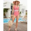 imageBlooming Jelly Women Tummy Control Swimsuits One Piece Slimming Modest Bathing Suit Color Block Drawstring Swim SuitsLight Pink