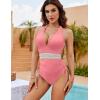 imageBlooming Jelly Women Tummy Control Swimsuits One Piece Slimming Modest Bathing Suit Color Block Drawstring Swim SuitsLight Pink