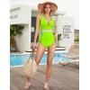 imageBlooming Jelly Women Tummy Control Swimsuits One Piece Slimming Modest Bathing Suit Color Block Drawstring Swim SuitsNeon Green