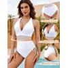 imageBlooming Jelly Women Tummy Control Swimsuits One Piece Slimming Modest Bathing Suit Color Block Drawstring Swim SuitsWhite