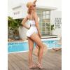 imageBlooming Jelly Women Tummy Control Swimsuits One Piece Slimming Modest Bathing Suit Color Block Drawstring Swim SuitsWhite