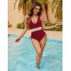 imageBlooming Jelly Women Tummy Control Swimsuits One Piece Slimming Modest Bathing Suit Color Block Drawstring Swim SuitsWine Red