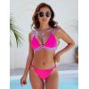 imageBlooming Jelly Womens Cheeky Bikini Sets Two Piece Swimsuit Sexy Bathing Suit Triangle String High Cut Thong SwimwearHot Pink and Purple