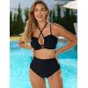 imageBlooming Jelly Womens High Waisted Bikini Sets Tummy Control Swimsuits Full Coverage Halter Two Piece Bathing Suits 2025Black