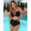 imageBlooming Jelly Womens High Waisted Bikini Sets Tummy Control Swimsuits Full Coverage Halter Two Piece Bathing Suits 2025Black