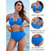 imageBlooming Jelly Womens High Waisted Bikini Sets Tummy Control Swimsuits Full Coverage Halter Two Piece Bathing Suits 2025Blue