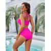 imageBlooming Jelly Womens High Waisted Bikini Sets Tummy Control Swimsuits Full Coverage Halter Two Piece Bathing Suits 2025Pink