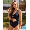 imageBlooming Jelly Womens Sexy One Piece Swimsuit Cut Out Slimming Bathing Suit V Neck Crisscross Back SwimwearBlack
