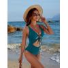 imageBlooming Jelly Womens Sexy One Piece Swimsuit Cut Out Slimming Bathing Suit V Neck Crisscross Back SwimwearBlue Green