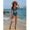 imageBlooming Jelly Womens Sexy One Piece Swimsuit Cut Out Slimming Bathing Suit V Neck Crisscross Back SwimwearBlue Green