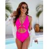 imageBlooming Jelly Womens Sexy One Piece Swimsuit Cut Out Slimming Bathing Suit V Neck Crisscross Back SwimwearHot Pink