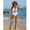 imageBlooming Jelly Womens Sexy One Piece Swimsuit Cut Out Slimming Bathing Suit V Neck Crisscross Back SwimwearWhite