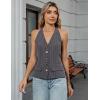 imageBlooming Jelly Womens Vest Tops V Neck Button Down Sleeveless Trendy Summer Tank Tops Dressy Ladies Business Casual OutfitsDark Grey